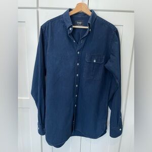 Men’s Drakes Dark Indigo Blue Button Down Shirt
